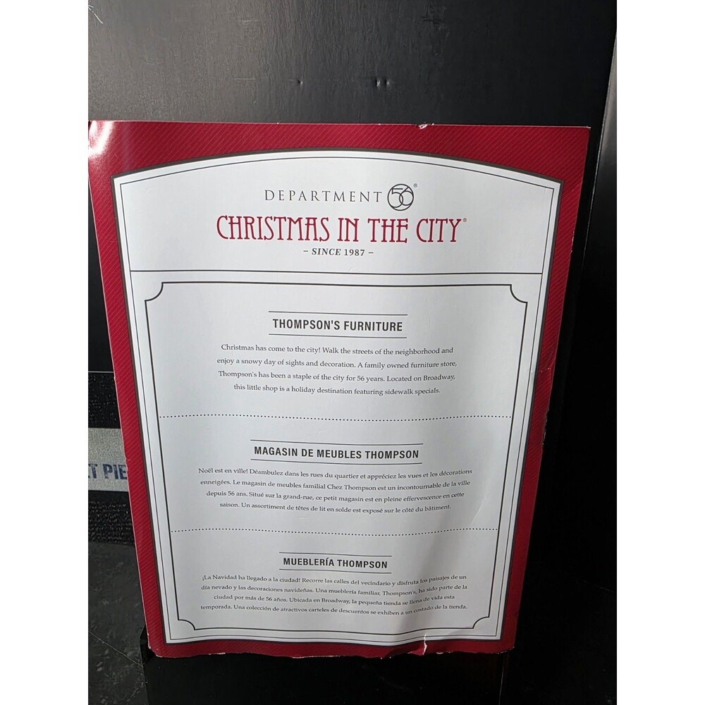 RETIRED Dept 56 Christmas In the City Thompson's Furniture #6011384 NEW - Picture 6 of 6